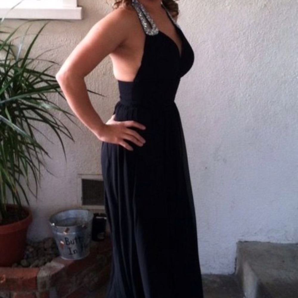 Black halter top formal dress